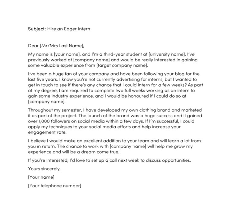 Mẫu Email xin thực tập bằng tiếng Anh