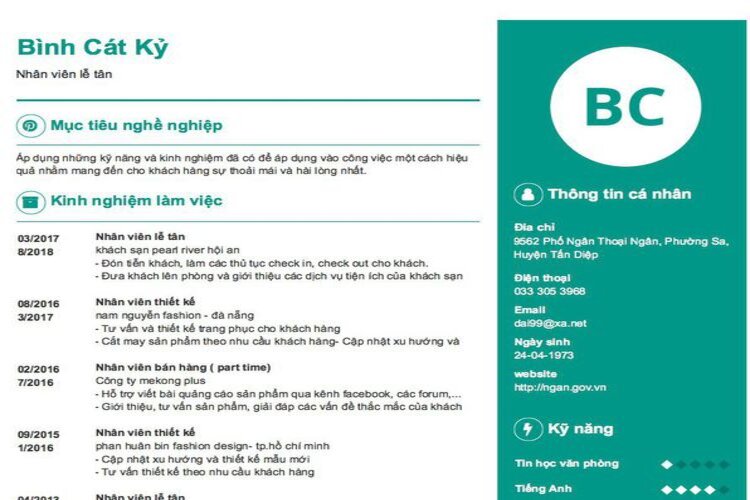Hướng dẫn cách viết mẫu CV nhân viên lễ tân