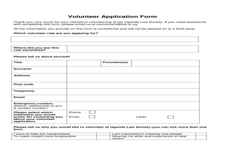 Volunteer Application Form &ndash; Đơn xin t&igrave;nh nguyện