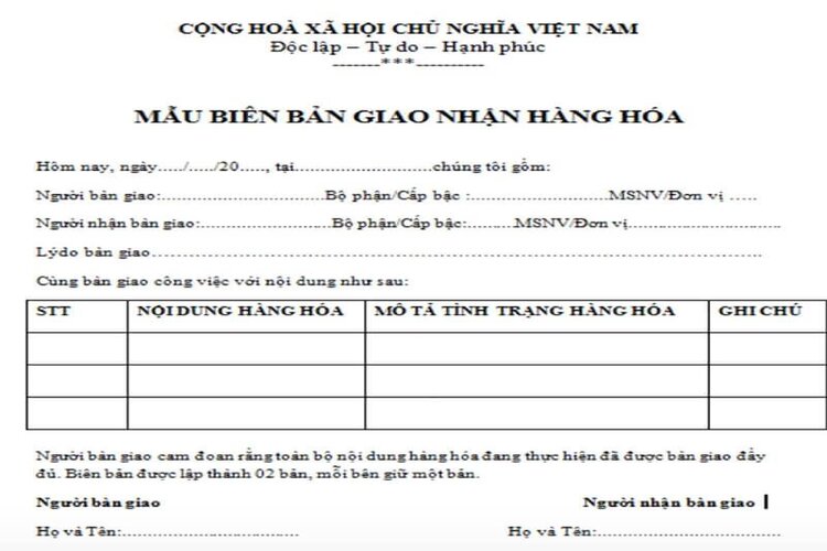 Cách để viết biên bản giao nhận hàng hóa