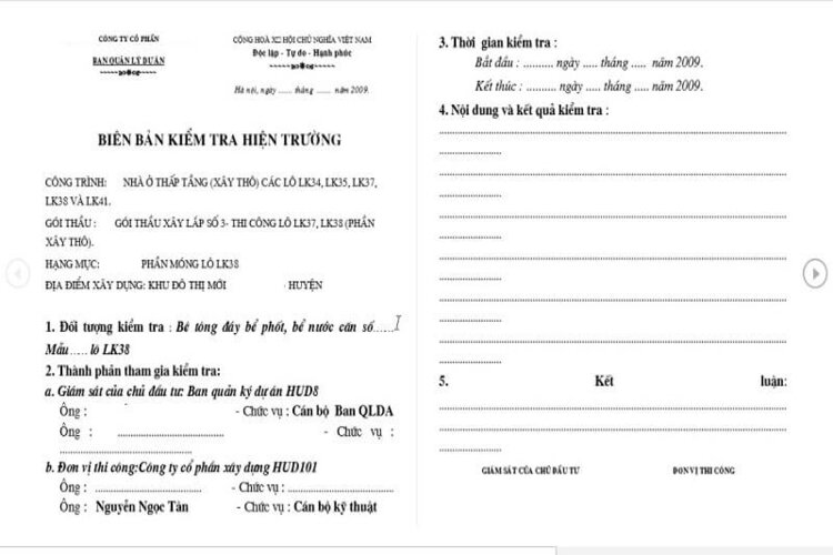 Nội dung ch&iacute;nh của bi&ecirc;n bản hiện trường bao gồm những g&igrave;