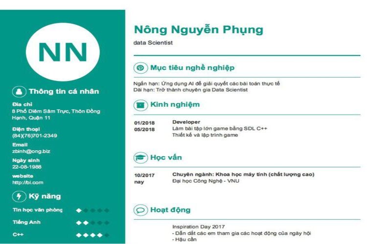 Hướng dẫn c&aacute;ch viết mẫu CV Data Scientist