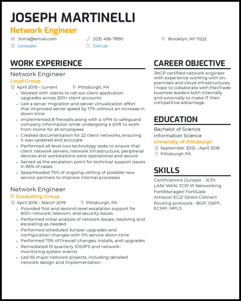 Hướng dẫn c&aacute;ch viết CV Network Engineer chuẩn