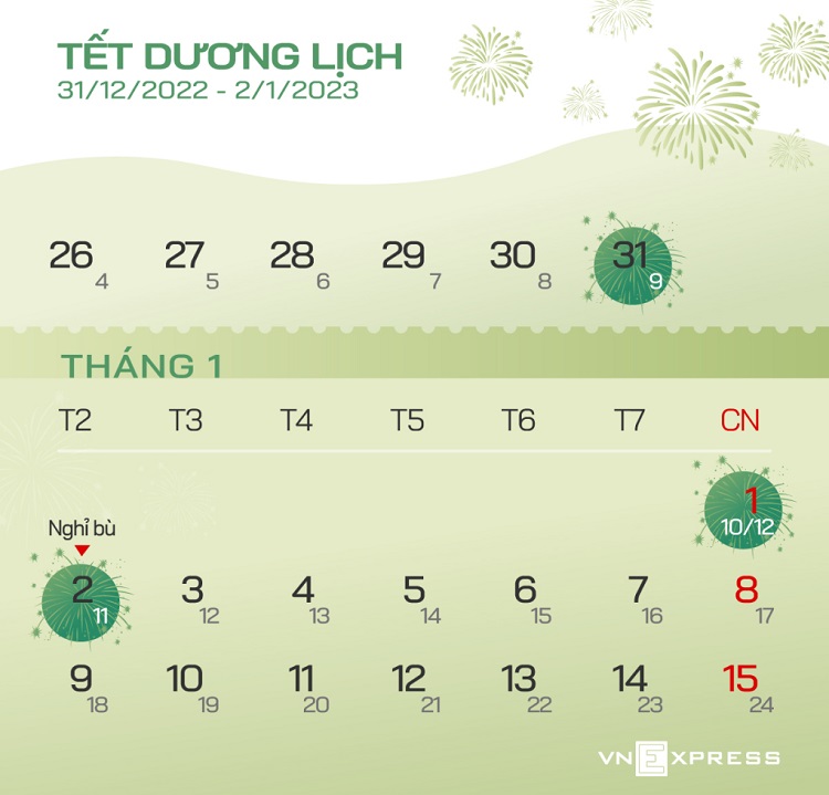 lịch nghỉ tết dương 2023