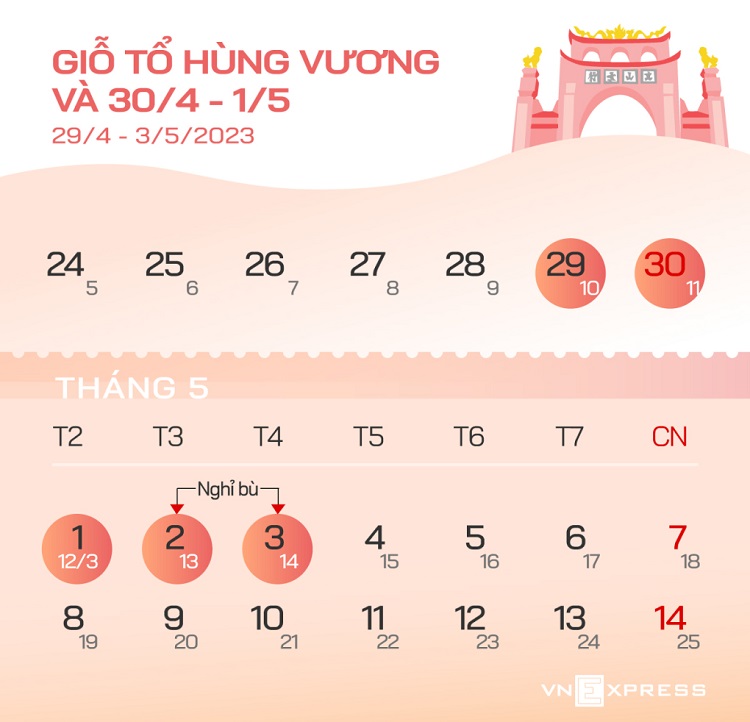 lịch nghỉ giỗ tổ h&ugrave;ng vương